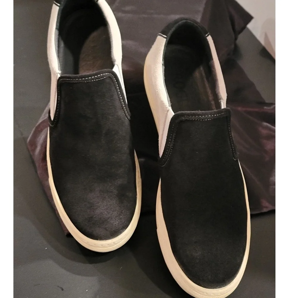 Rogue‎ State Mens Suede Slip On Sneakers Black Grey Colorblock Sz 12